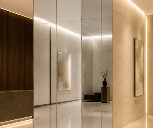 Polished Silver Mirror Wall Panel