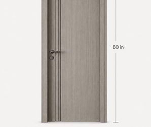 Modern Gray Oak Interior Door with Triple Black Inlays