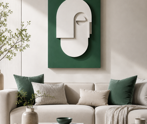 Emerald Green & Ivory 3D Abstract Wall Art