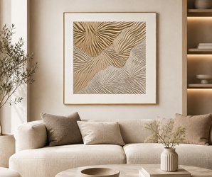 Beige Botanical Textured Wall Art with Gold Frame