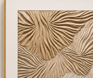 Beige Botanical Textured Wall Art with Gold Frame