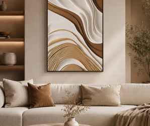 White, Bronze & Gold 3D Abstract Flow Wall Art