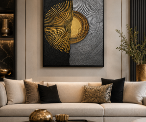 Black, Silver & Gold Geometric Abstract Wall Art