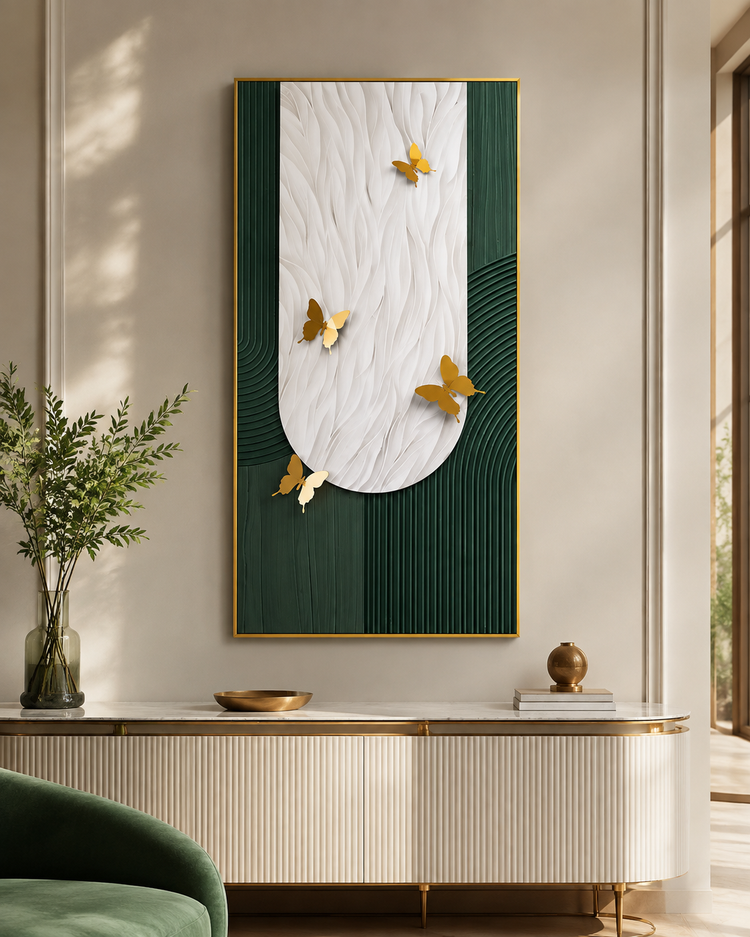 Emerald Green & White 3D Butterfly Wall Art