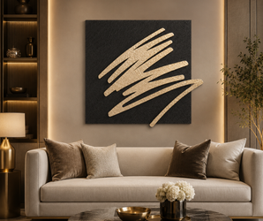 Black & Gold Textured Abstract Wall Art