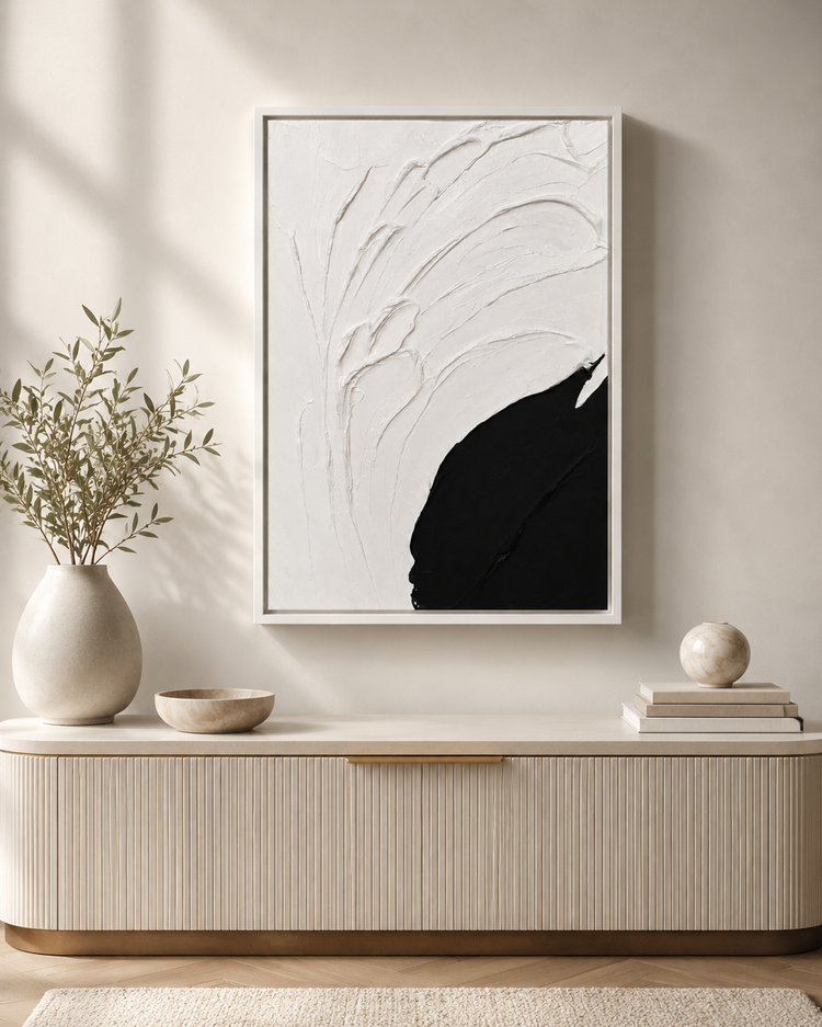 Black & White Textured Abstract Wall Art