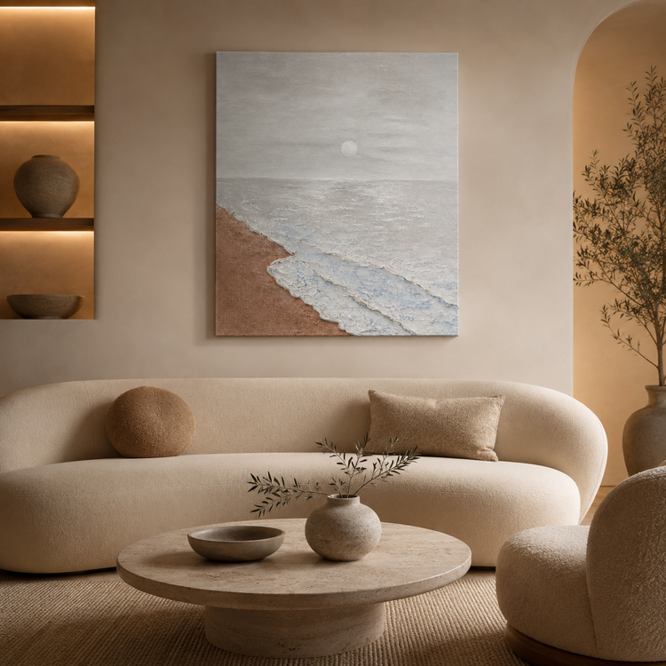 Blush Coast Textured Seascape Wall Art