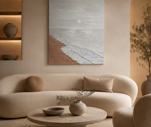 Blush Coast Textured Seascape Wall Art