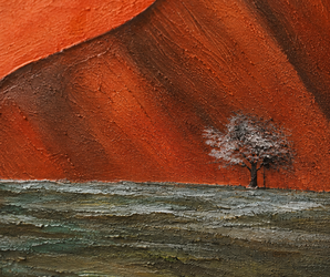 Burnt Orange Mountain Landscape Textured Wall Art