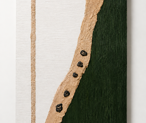 Emerald Green, Ivory & Gold Textured Abstract Wall Art