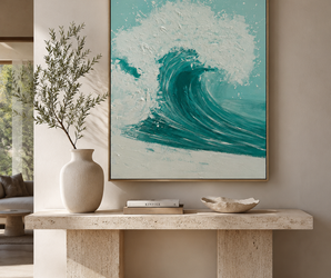 Turquoise Ocean Wave Textured Wall Art