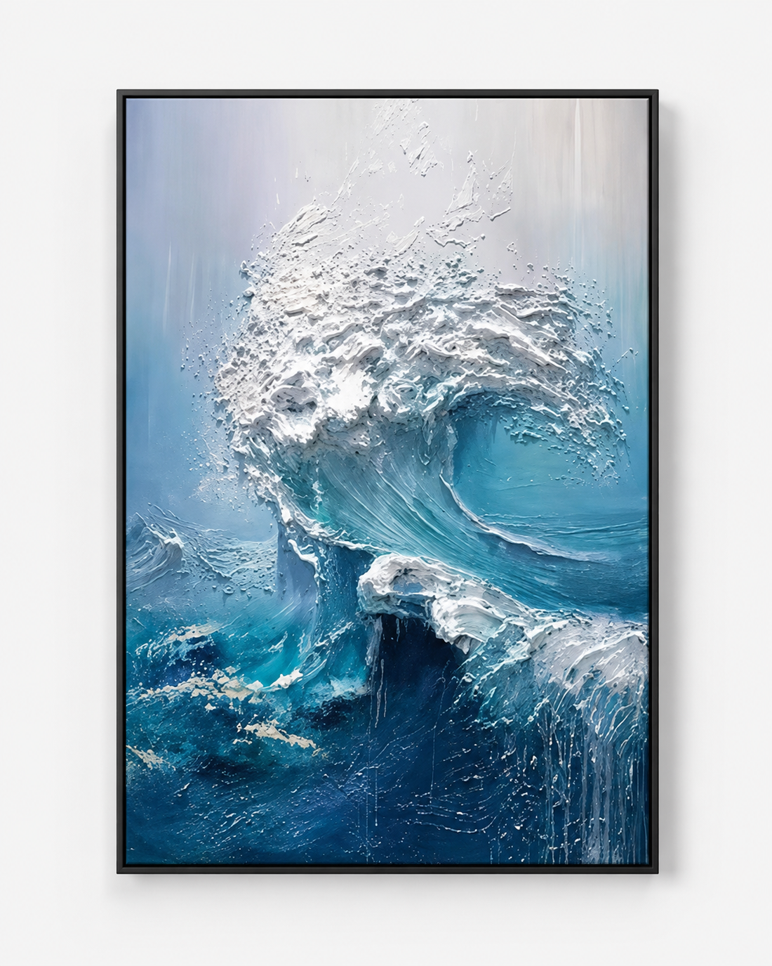Blue textured coastal wall art in a hospitality interior