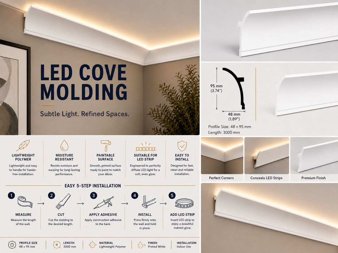 LED crown molding creating an indirect ceiling wash