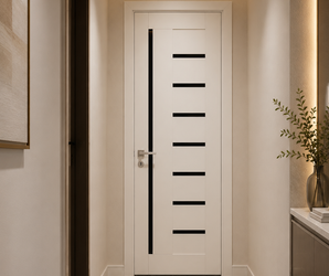 Modern White Interior Door with Black Inlays