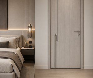Modern Light Oak Interior Door with Metallic Inlay
