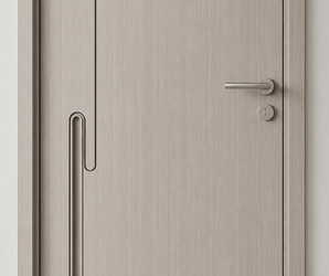 Modern Light Oak Interior Door with Metallic Inlay