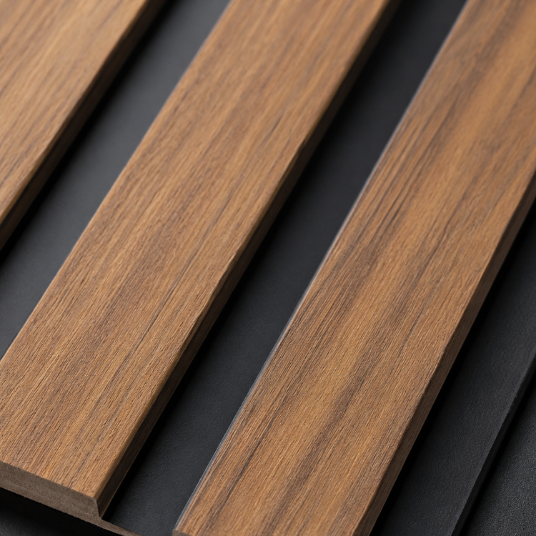 Walnut Black Fluted PS Wall Panel