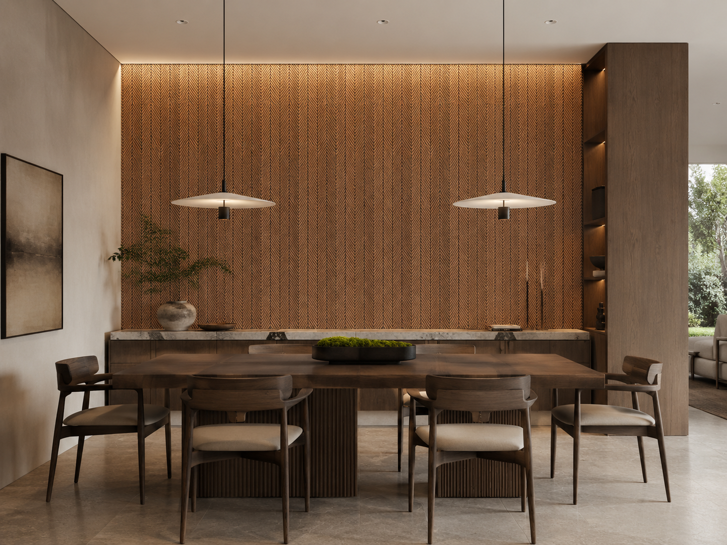 PS wall panel feature wall in a modern living interior