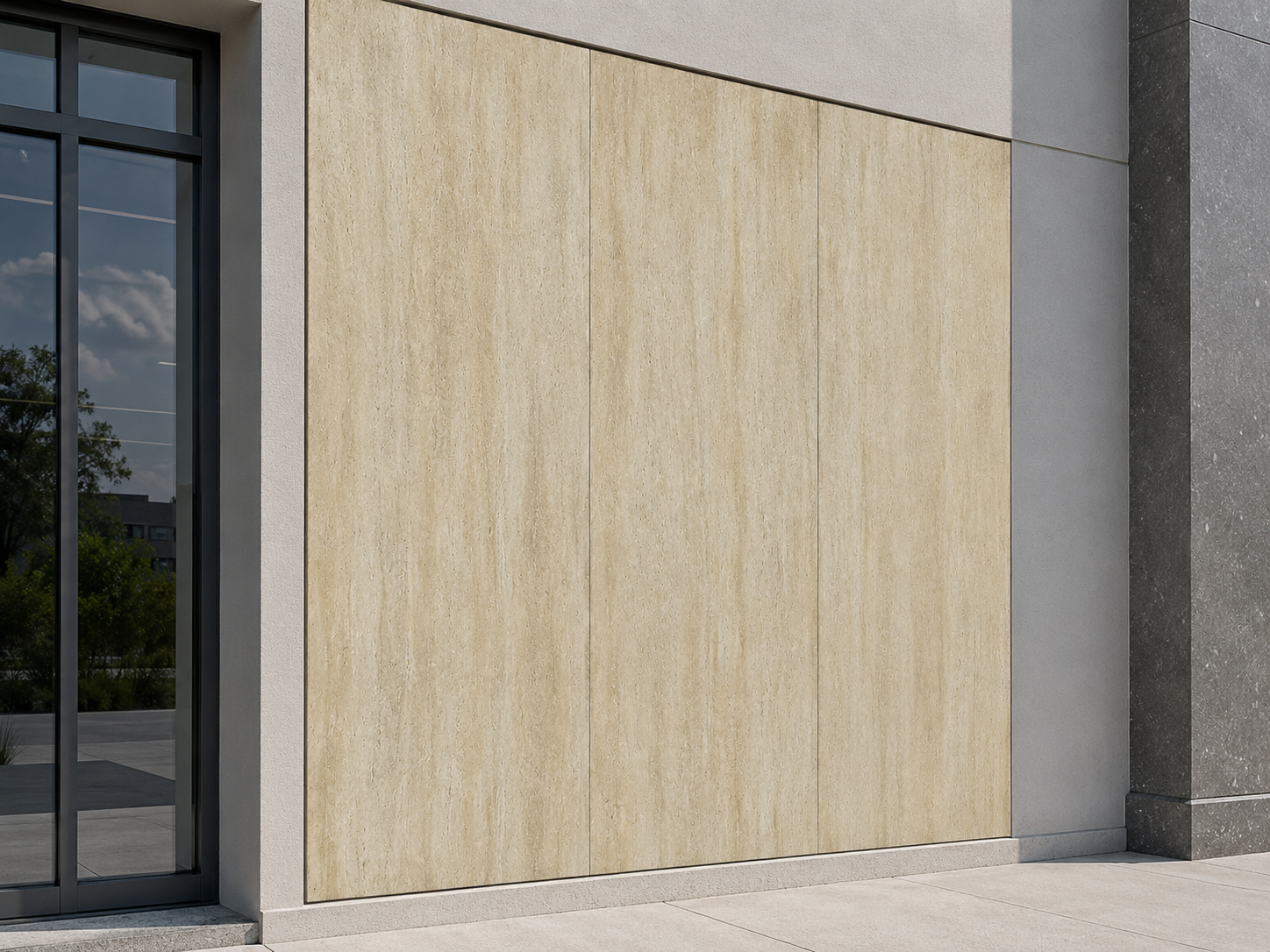 Travertine flexible stone exterior wall