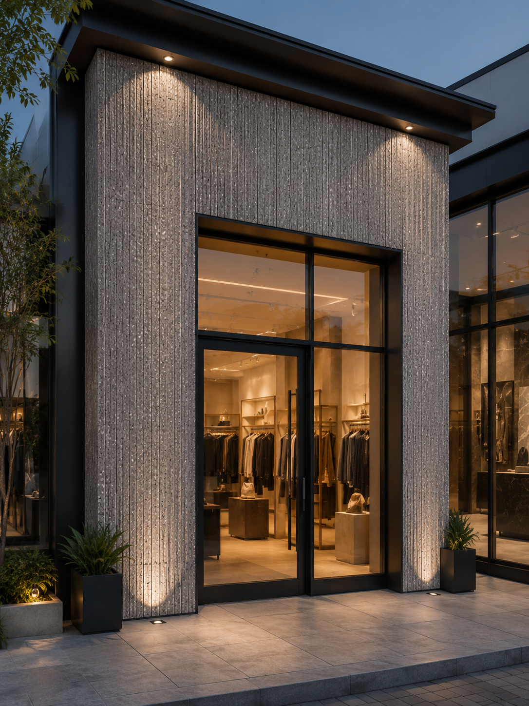 Terraz soft stone retail facade application
