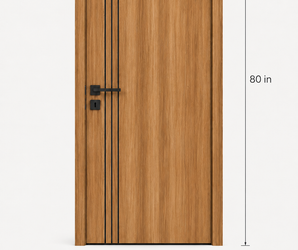 Modern Oak Interior Door with Black Vertical Inlays