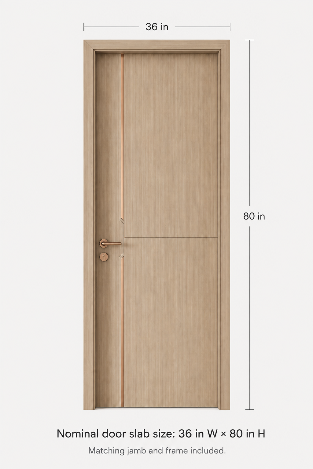 36 by 80 inch WALLSMARK light oak interior door dimension diagram