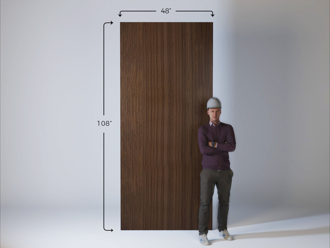 Dark walnut wood-look wall panel finish