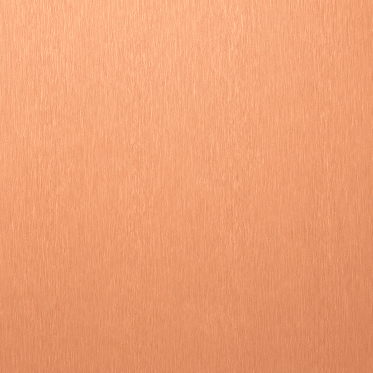 Brushed copper wall panel with warm orange-brown finish and fine vertical texture lines.