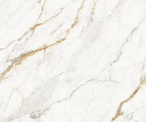 White marble wall panel with light gray and gold veining, polished finish for interior cladding applications.