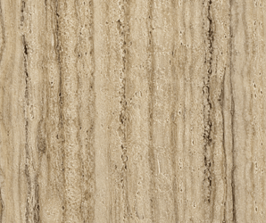 Beige travertine wall tile with vertical streaks and natural pores, honed finish, stone texture.