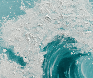 Abstract turquoise wave wall art, acrylic painting with dynamic water pattern for coastal-inspired decor.