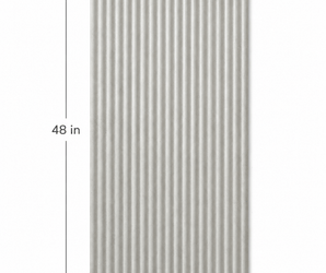 24″ x 48″ rectangular gray flexible clay wall tile with labeled measurements, natural stone texture for exterior walls.
